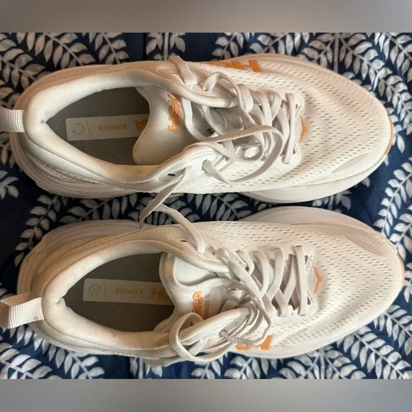 Hoka Bondi 8 White/Cantalope Running Shoes size 7.5b - Picture 4 of 10